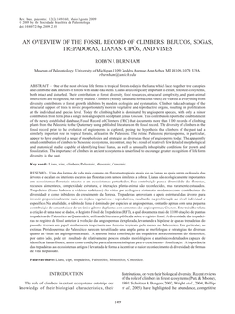 An Overview of the Fossil Record of Climbers: Bejucos, Sogas, Trepadoras, Lianas, Cipós, and Vines