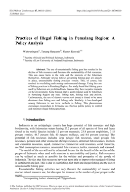 Practices of Illegal Fishing in Pemalang Region: a Policy Analysis