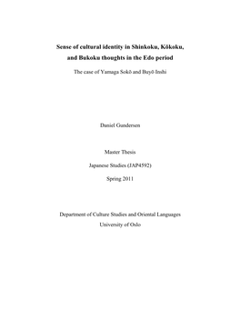 Sense of Cultural Identity in Shinkoku, Kōkoku, and Bukoku Thoughts in the Edo Period