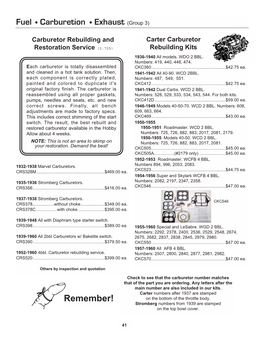 Group # 3 Carburetion, Exhaust, Fuel