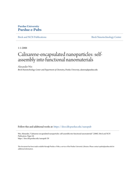 Calixarene-Encapsulated Nanoparticles: Self-Assembly Into Functional Nanomaterials