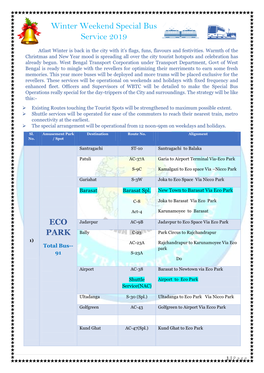 Winter Weekend Special Bus Service 2019 by WBTC