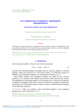 On Carmichael Numbers in Arithmetic Progressions