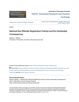 National Sex Offender Registration Policies and the Unintended Consequences