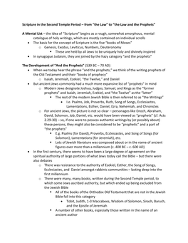 Scripture in the Second Temple Period – from “The Law” to “The Law and the Prophets”