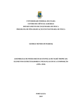 Universidade Federal Do Ceará Centro De Ciências Agrárias Departamento De Engenharia De Pesca Programa De Pós-Graduação Em Engenharia De Pesca