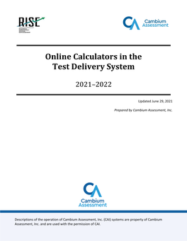 Online Calculators in the Test Delivery System