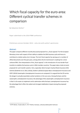 Which Fiscal Capacity for the Euro-Area: Different Cyclical Transfer Schemes in Comparison