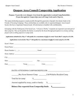 Quapaw Area Council Campership Application