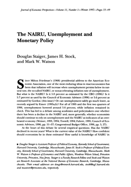 The NAIRU, Unemployment and Monetary Policy