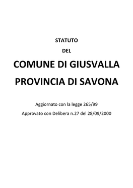 Comune Di Giusvalla Provincia Di Savona