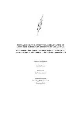 Population Spatial Structure and Habitat Use of Large Blue Butterflies (Lepidoptera: Lycaenidae)