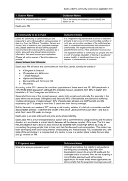 East Leeds FM Community Radio Licence Application Form