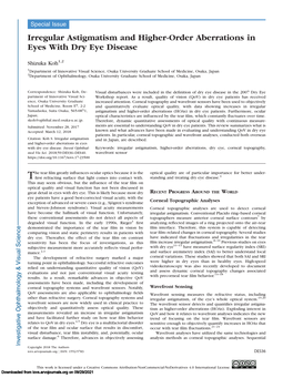 Irregular Astigmatism and Higher-Order Aberrations in Eyes with Dry Eye Disease