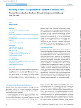 Anatomy of Pelvic Leak Points in the Context of Varicose Veins Anatomie Von Becken-Leckage-Punkten Im Zusammenhang Mit Varizen