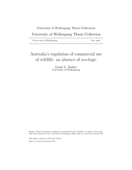 Australia's Regulation of Commercial Use of Wildlife