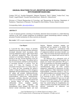 Unusual Reactions to 5-Ht3 Receptor Antagonists in a Child with Rhabdomyosarcoma