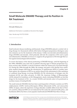 Small Molecule DMARD Therapy and Its Position in RA Treatment