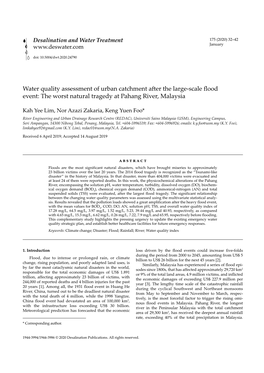 Water Quality Assessment of Urban Catchment After the Large-Scale Flood Event: the Worst Natural Tragedy at Pahang River, Malaysia