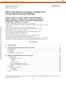 Abiotic Stress Responses in Legumes: Strategies Used to Cope with Environmental Challenges