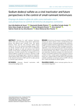 Sodium Dodecyl Sulfate As a Viral Inactivator and Future Perspectives