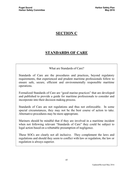 Section C Standards of Care