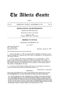 The Alberta Gazette, Part I, September 30, 1997