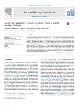 A Dual-Tracer Approach to Estimate Upwelling Velocity in Coastal Southern California ∗ William Z