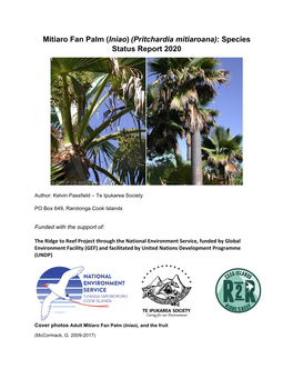 Mitiaro Fan Palm (Iniao) (Pritchardia Mitiaroana): Species Status Report 2020