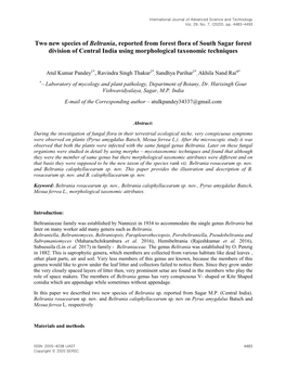 Two New Species of Beltrania, Reported from Forest Flora of South Sagar Forest Division of Central India Using Morphological Taxonomic Techniques