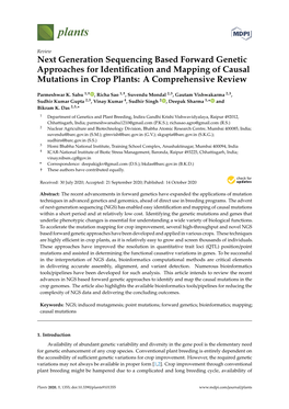 Next Generation Sequencing Based Forward Genetic Approaches for Identiﬁcation and Mapping of Causal Mutations in Crop Plants: a Comprehensive Review