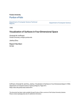 Visualization of Surfaces in Four-Dimensional Space