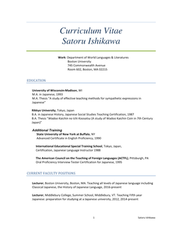 Satoru Ishikawa's CV