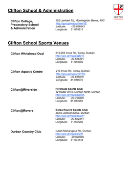 Download Directions to Clifton Sports Venues