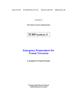 Emergency Preparedness for Transit Terrorism