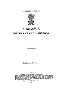 Sholapur District Census Handbook