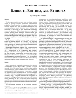 The Mineral Industries of Djibouti, Eritrea, and Ethiopia in 1997, USGS