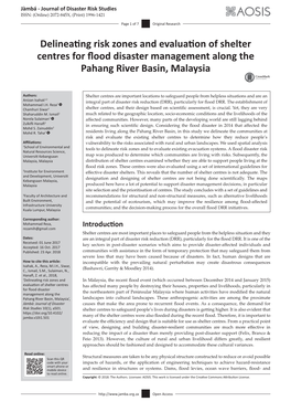 Delineating Risk Zones and Evaluation of Shelter Centres for Flood Disaster Management Along the Pahang River Basin, Malaysia