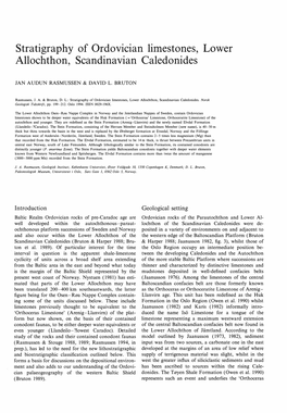 Stratigraphy of Ordovician Limestones, Lower Allochthon, Scandinavian Caledonides