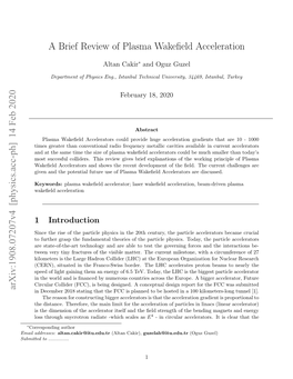 A Brief Review of Plasma Wakefield Acceleration Arxiv:1908.07207V4