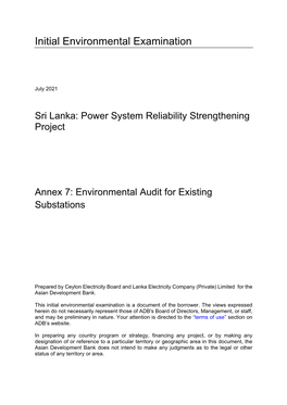 Initial Environmental Examination