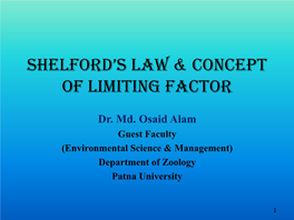 Shelford's Law & Concept of Limiting Factor