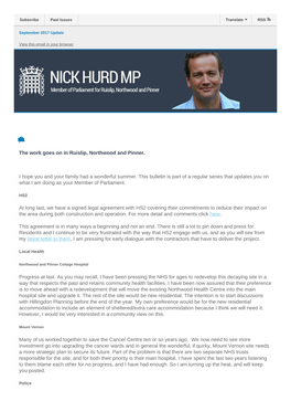 Update from Nick Hurd MP