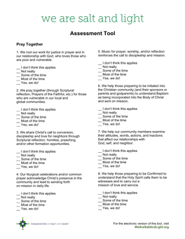 Assessment Tool Printable