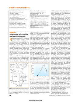 Acrylamide Is Formed in the Maillard Reaction