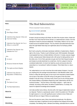 The Real Sabermetrics | the Harvard Independent Page 1 of 3