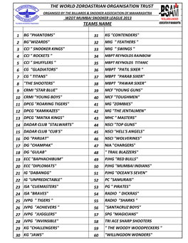 The World Zoroastrian Organisation Trust Teams