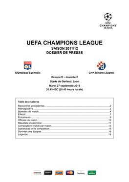 Uefa Champions League Saison 2011/12 Dossier De Presse