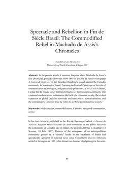 The Commodified Rebel in Machado De Assis's Chronicles