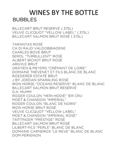 JULY 2019 Wine List